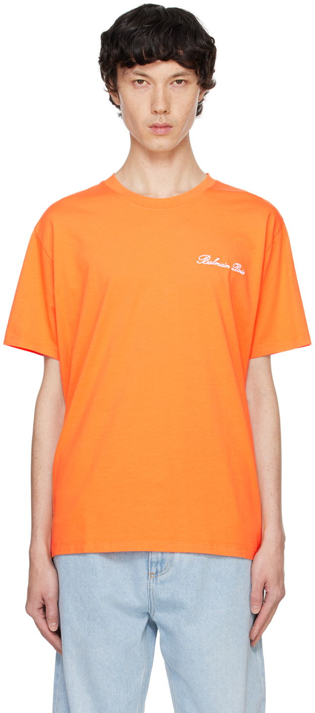 Тениска Balmain Relaxed 'Signature' Embroidery T-shirt Оранжево
 | DH0EG010BC68, 0