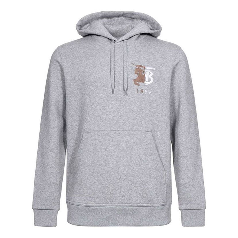 Суитчър Burberry Men's Hoodie with Equestrian Knight Logo Сиво | 80256561