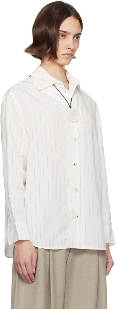 Риза Nanushka Nanushka Fryda Pinstriped Button-Down Shirt Бяло | NW25SSTP26400, 1