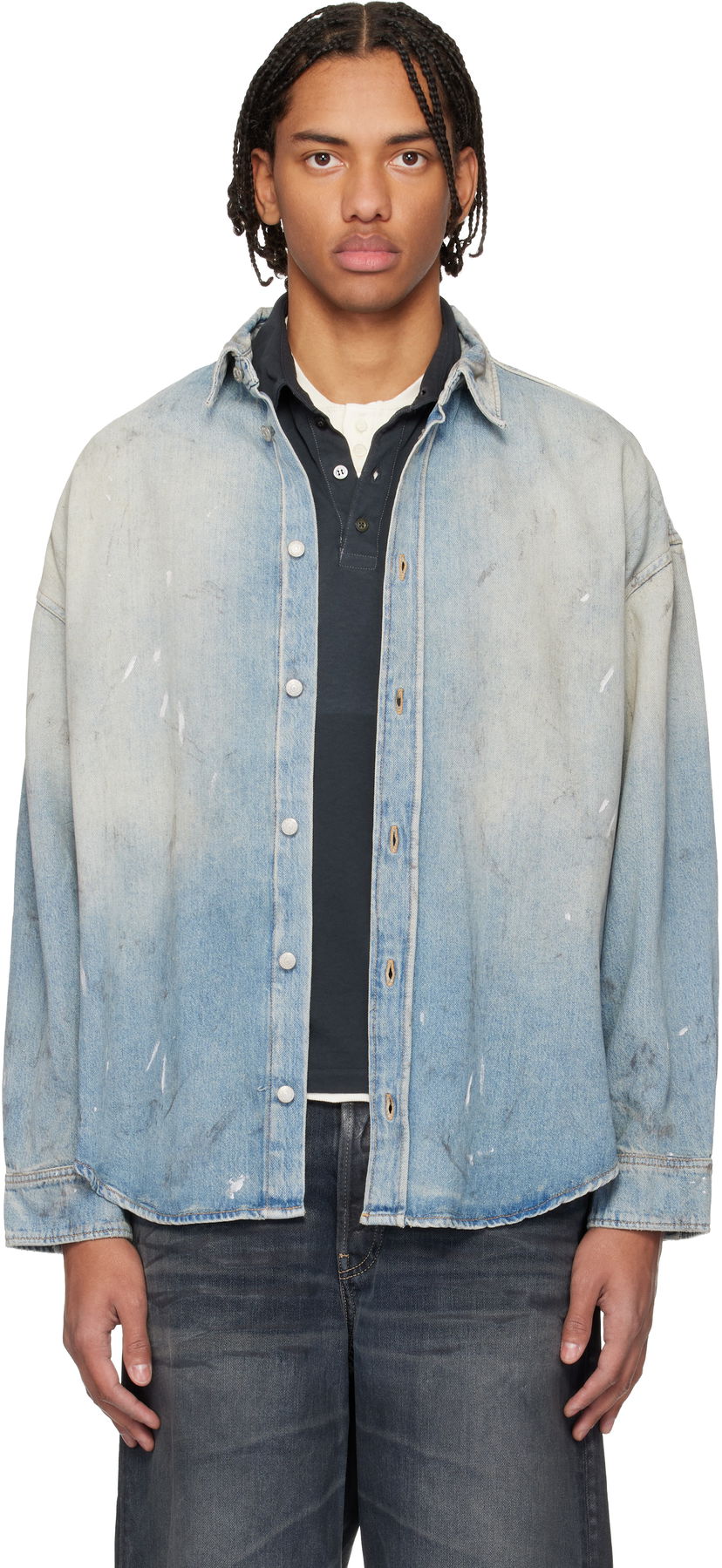 Риза Acne Studios Faded Denim Shirt Синьо | CB0122-