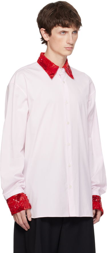 Риза Dries Van Noten Dries Van Noten Long-Sleeve Sequins Collar and Cuffs Button-Up Shirt Розово | 252-020739-2240, 1