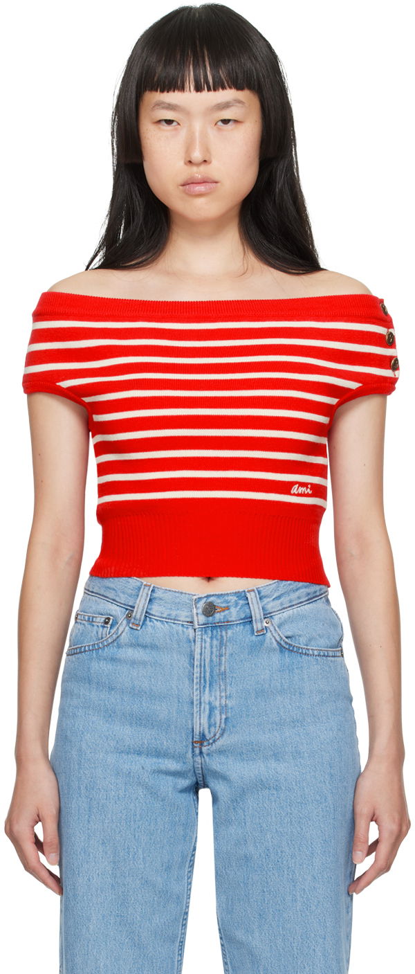 Тениска AMI Sailor T-Shirt Червено | FTP011.KN0003, 0