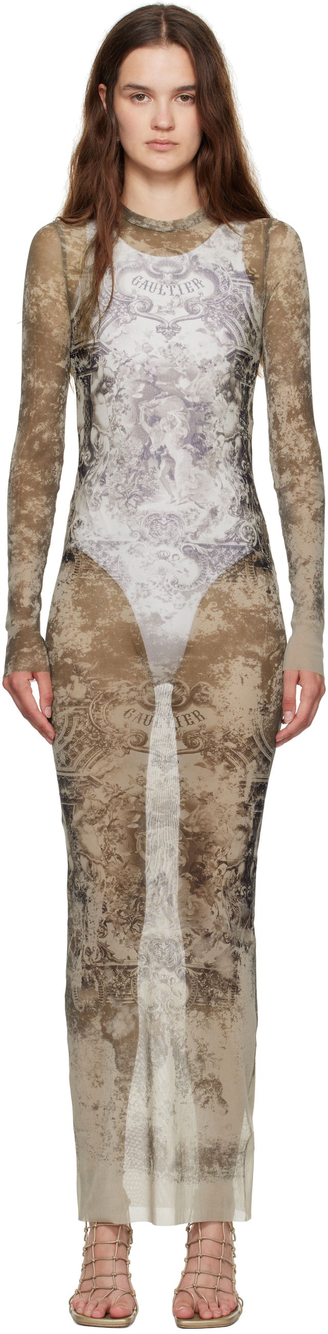 Jean Paul Gaultier 'The Long Médaillon' Mesh Maxi Dress