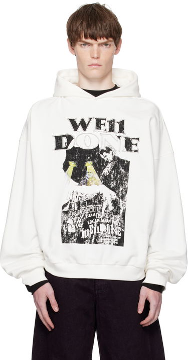 Суитчър We11done We11done Cat Poster Graphic Hoodie Бяло | WD-TH2-25-837-U-WH, 0