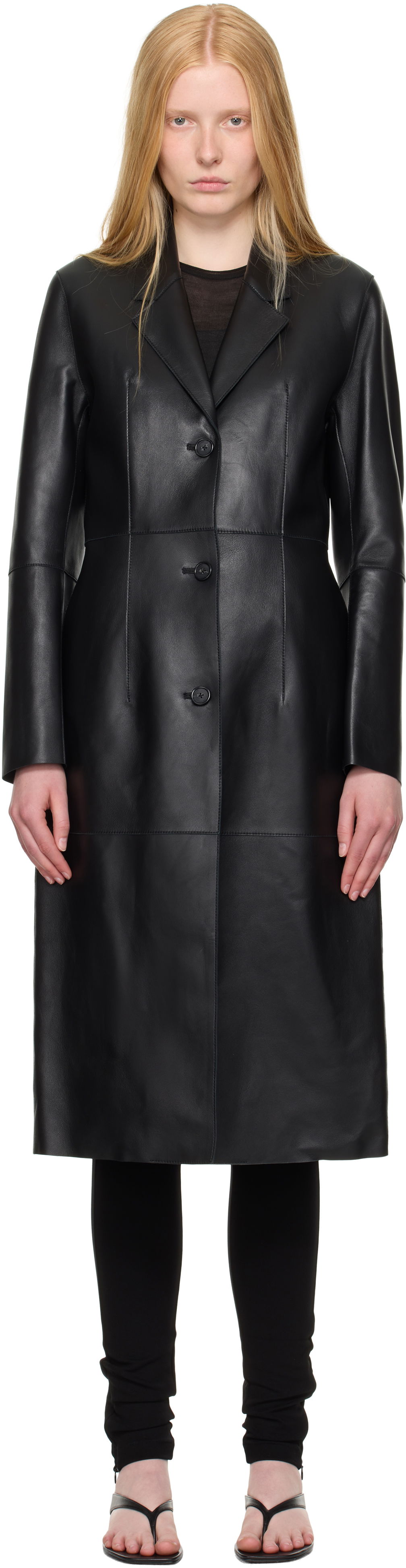 Палта TOTEME TOTEME Slim Leather Coat Черно | 252-WRO0191-LE0056, 0