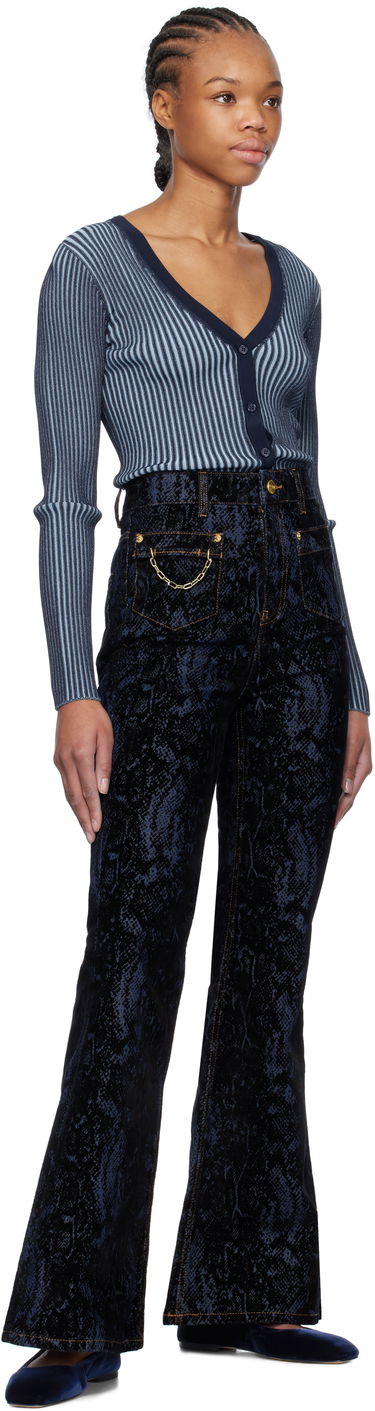 Дънки GANNI GANNI Goddi Snake Print Flare Jeans Синьо | J1612, 3