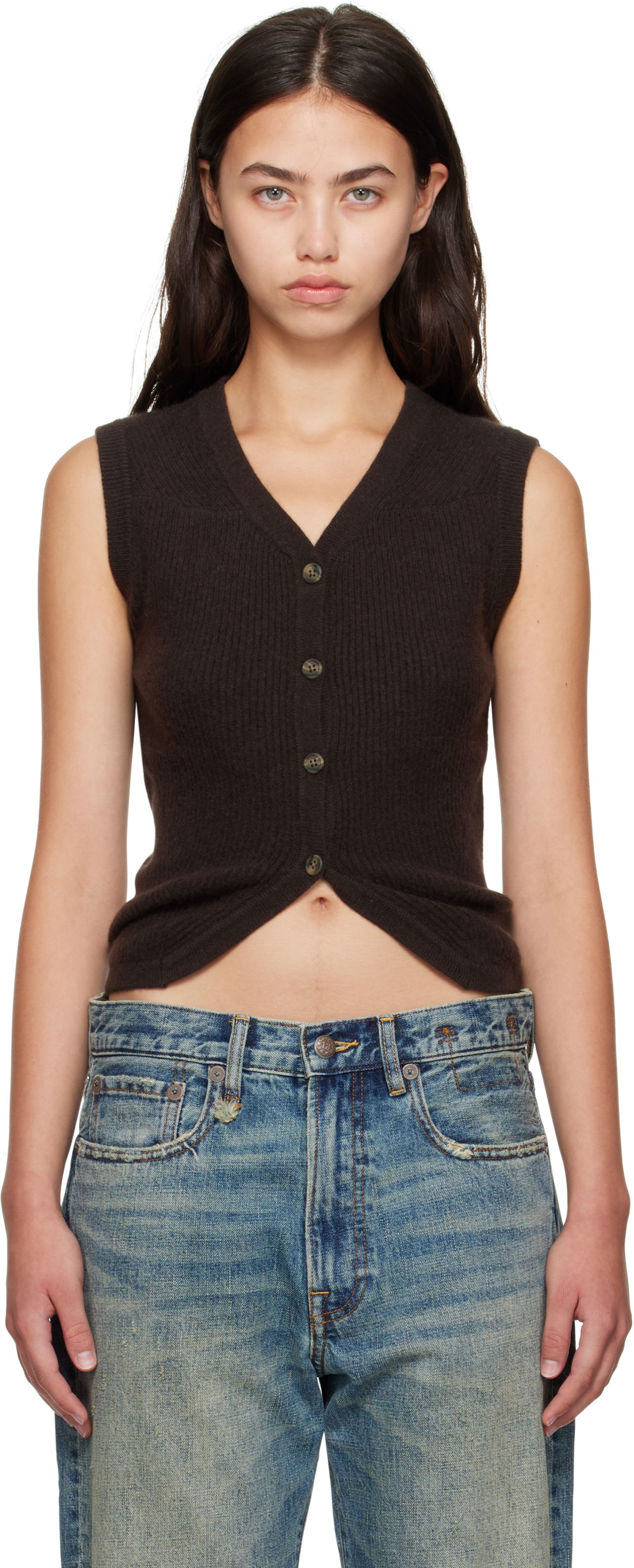 Жилетка R13 R13 Ribbed Wrap Around Vest Кафяво | R13WY308-Y210A, 0