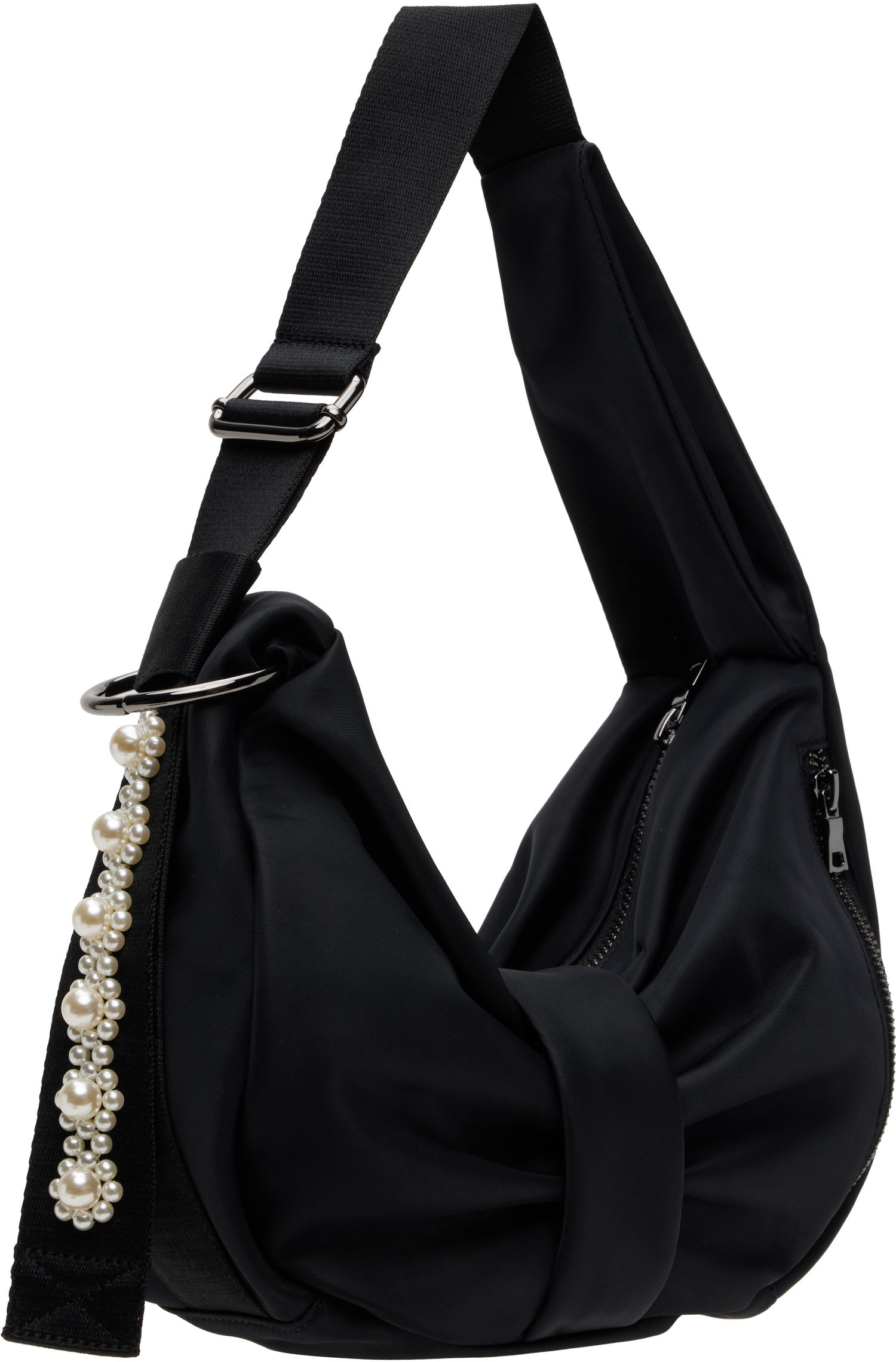 Чанта през рамо Simone Rocha Simone Rocha Mini Pearl-Embellished Sling Bow Bag Черно | BAG198B 0761, 1