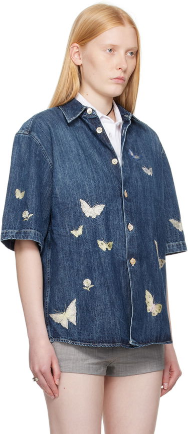 Риза OUR LEGACY Our Legacy Beyond Embroidered Denim Resort Shirt Синьо | M2252BB, 4