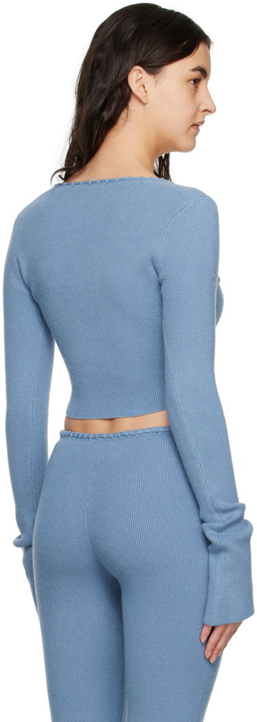 Пуловер GUIZIO Guizio Bow Cropped Knit Sweater Синьо | DGF22K302_BLU, 2
