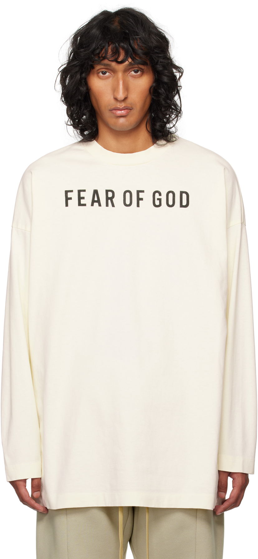 Тениска Fear of God Thunderbird Long Sleeve T-shirt Бяло | FG24FW50-10175EBHWJ