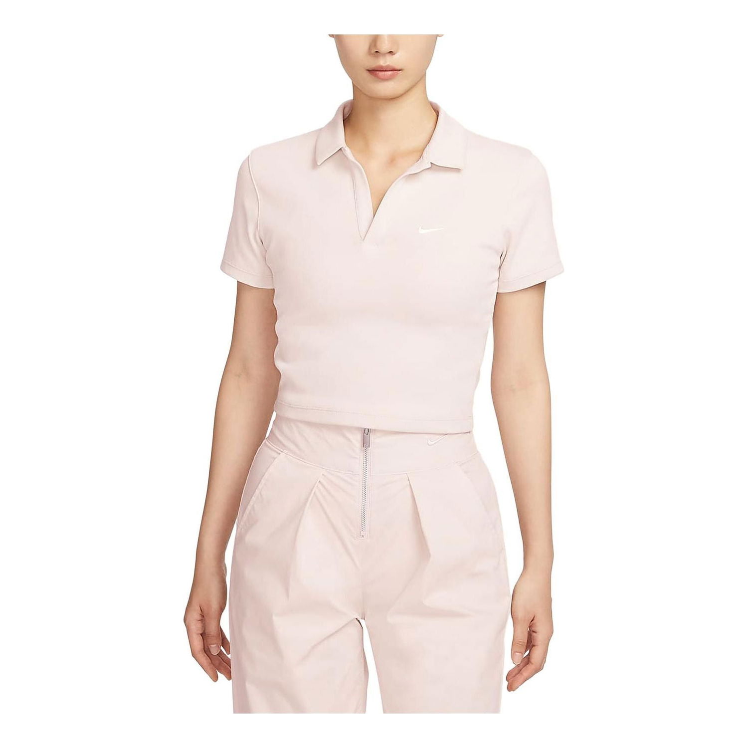 Поло тениска Nike Sportswear Essential Crop Polo Shirt Розово | DV7885-104, 0