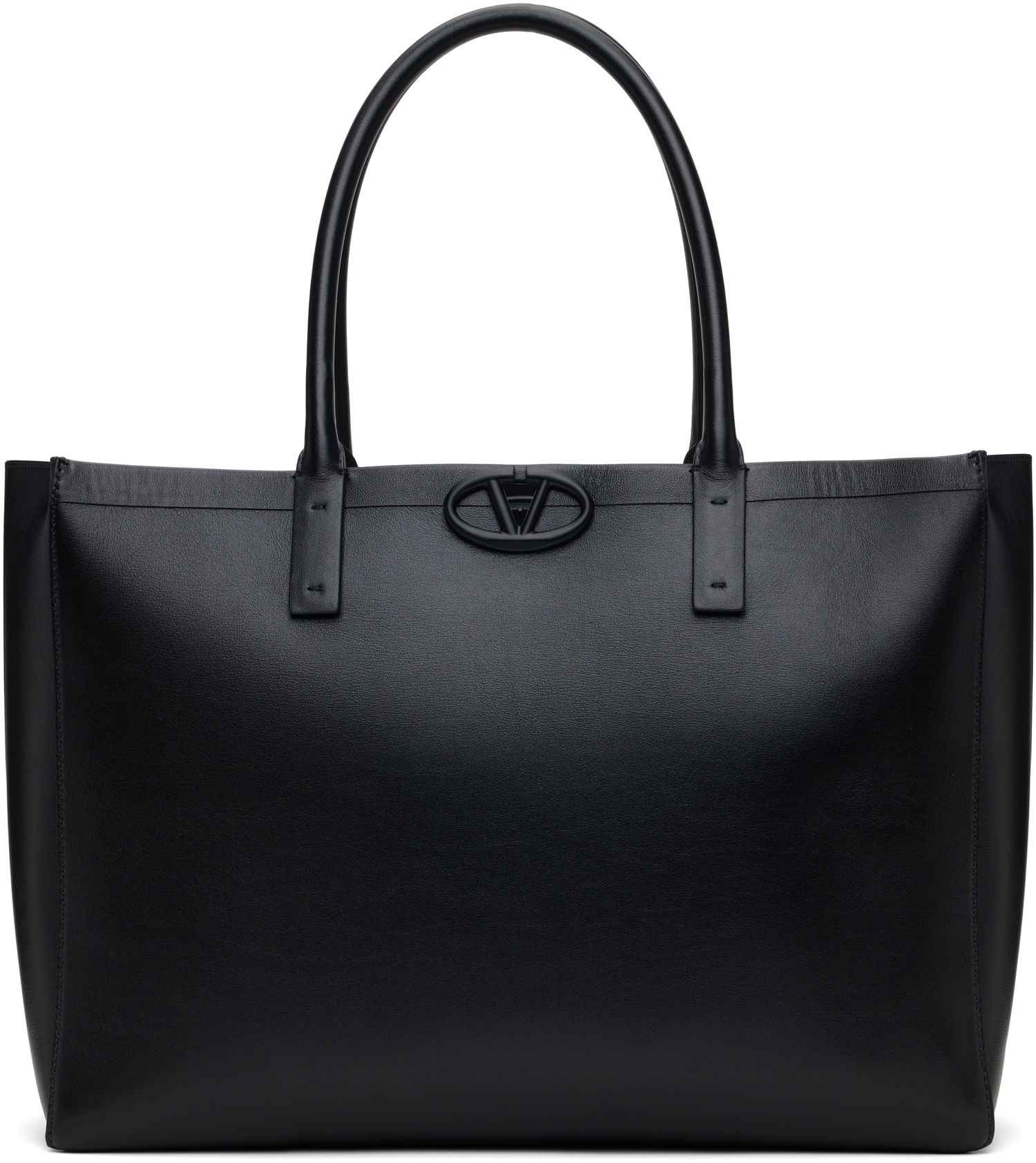 Голяма пазарска чанта Valentino Medium Vlogo Locker Leather Tote Bag Черно | 5W0B0Q59FIM, 0
