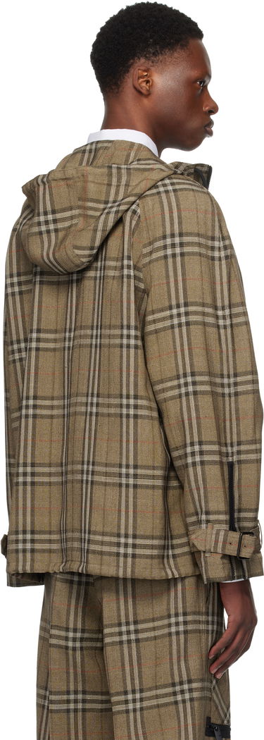 Яке Burberry Burberry Check Silk Blend Hooded Jacket Кафяво | 8108324, 2