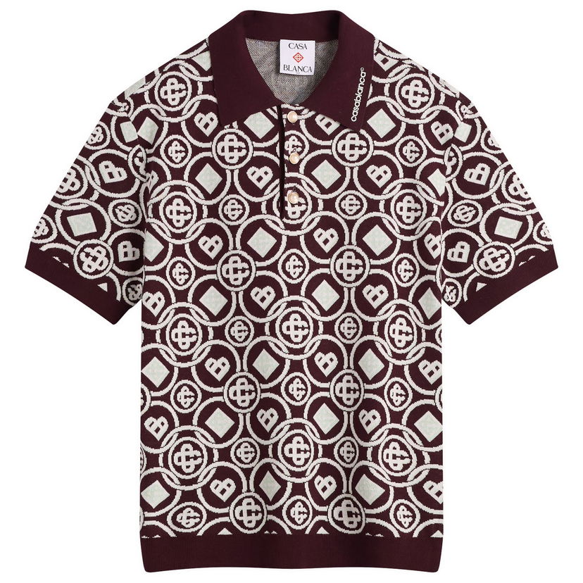 Поло тениска Casablanca Casablanca Monogram Polo, Size Large Бургунди | M-AW25-KW-1092-01
