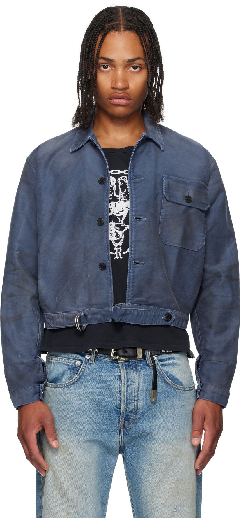 Яке Enfants Riches Déprimés Enfants Riches Déprimés Denis Cropped Button-Up Jacket Синьо | 030-529