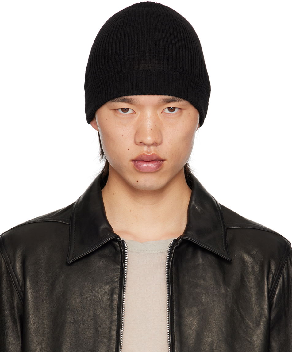 Шапка Rick Owens Black Porterville Ribbed Beanie Черно | RU02D6495 RIBM, 0