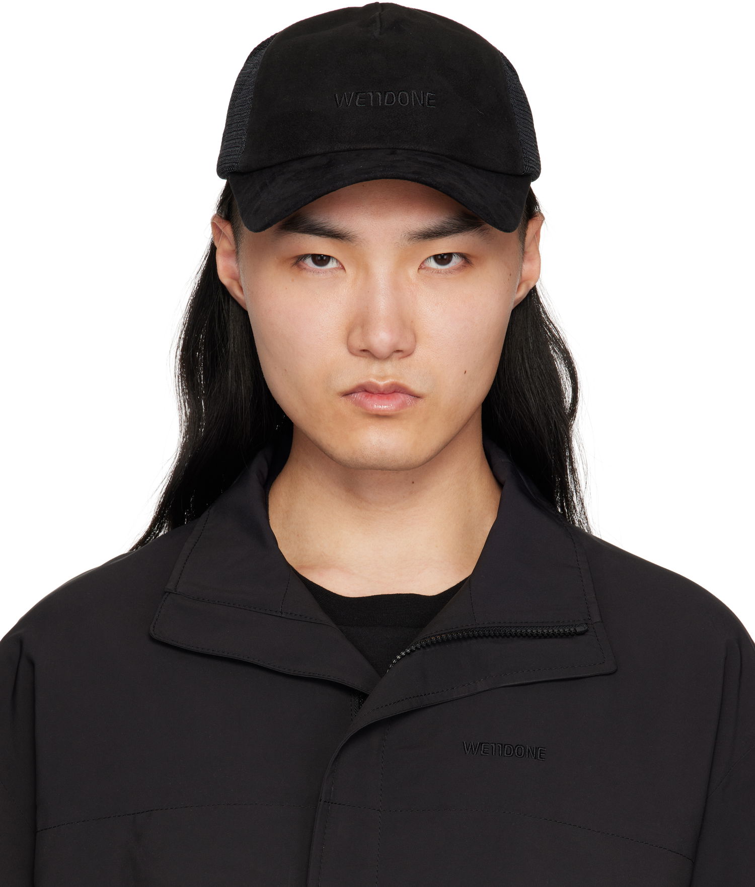 Шапка с козирка We11done We11done Suede Logo Cap Черно | WD-AH0-25-429-U-BK, 0