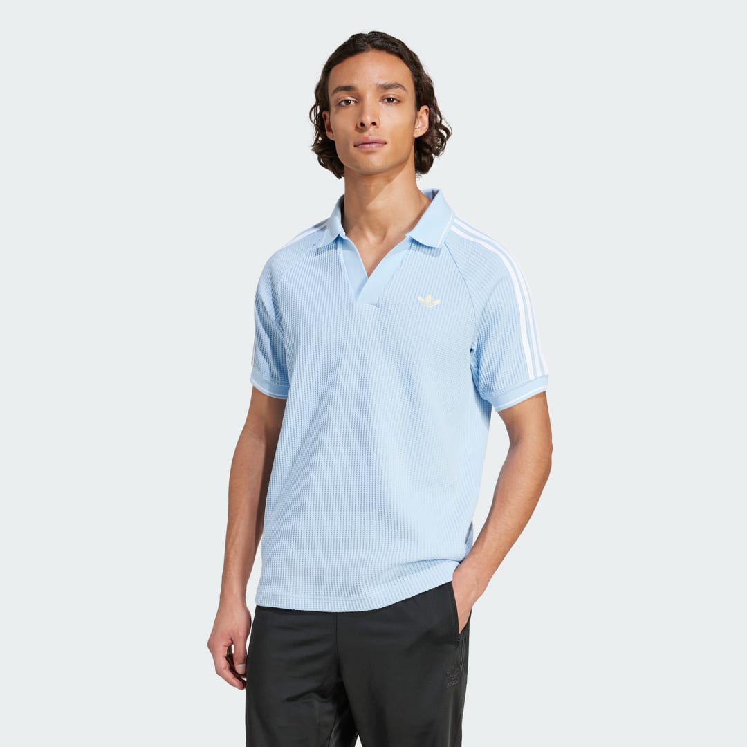 Поло тениска adidas Originals adidas Originals Waffle Knit Polo Shirt Синьо | KC0690, 0