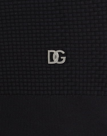Поло тениска Dolce & Gabbana Textured Cotton Polo Shirt Тъмно синьо | GXZ02TJBCGFB0665, 3