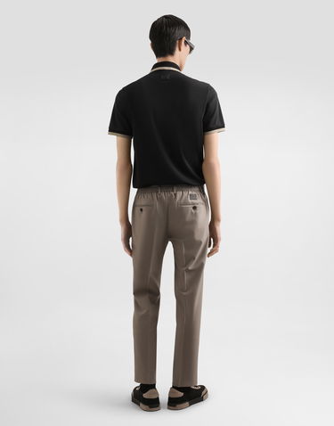 Поло тениска Dolce & Gabbana Dolce & Gabbana Jersey Polo Shirt with Beige Trim Черно | G8SW8THU7VDN0000, 2