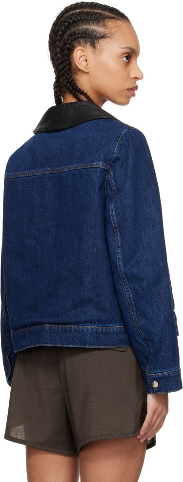 Яке Wales Bonner Wales Bonner Denim Jacket with Faux Leather Collar Синьо | WS25DE14-DE01-599, 2