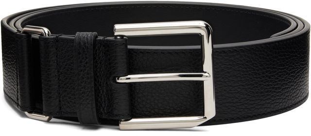 Grained Leather Buckle Belt