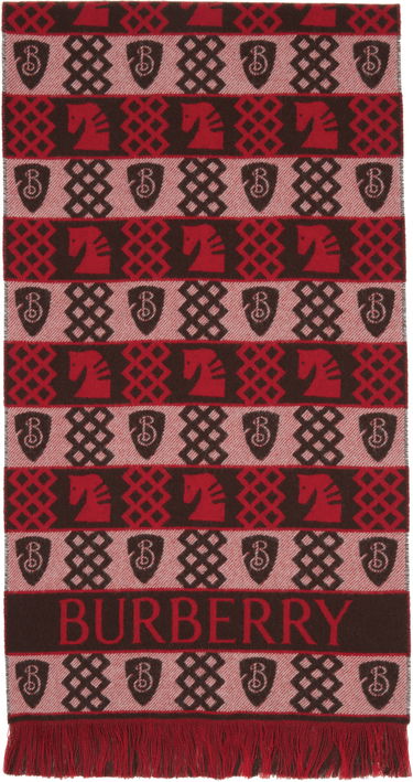 Шал Burberry Burberry Chess Fair Isle Wool Scarf Червено | 8115320, 0