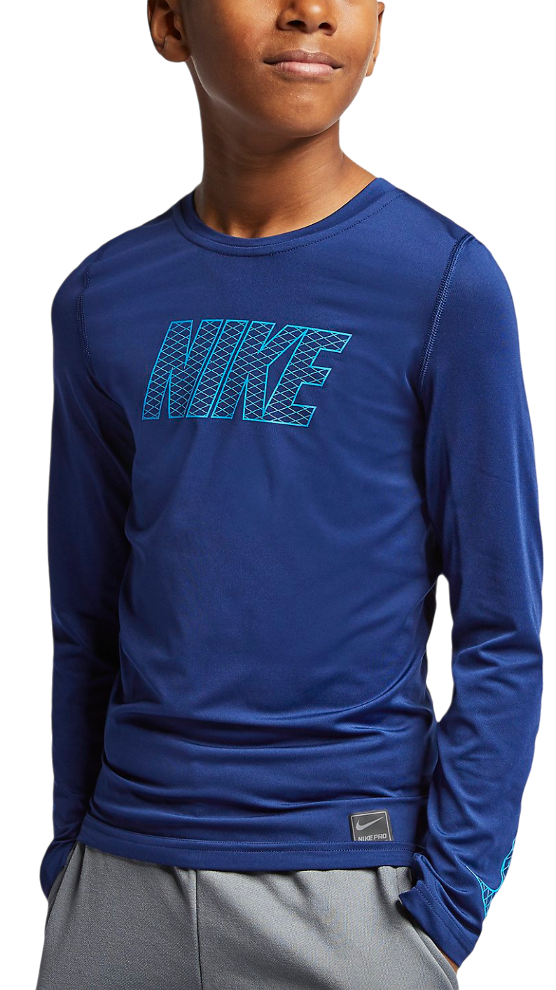 Тениска Nike Nike Pro Compression Long Sleeve Shirt Kids Синьо | 858232-478, 0