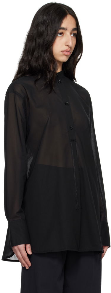 Риза TOTEME TOTEME Stand-Collar Sheer Shirt Черно | 252-WRT0427-FB0372, 1