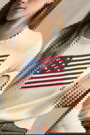 Пуловер Polo by Ralph Lauren Polo Ralph Lauren Flag Cotton Sweater Бяло | 211896939, 3