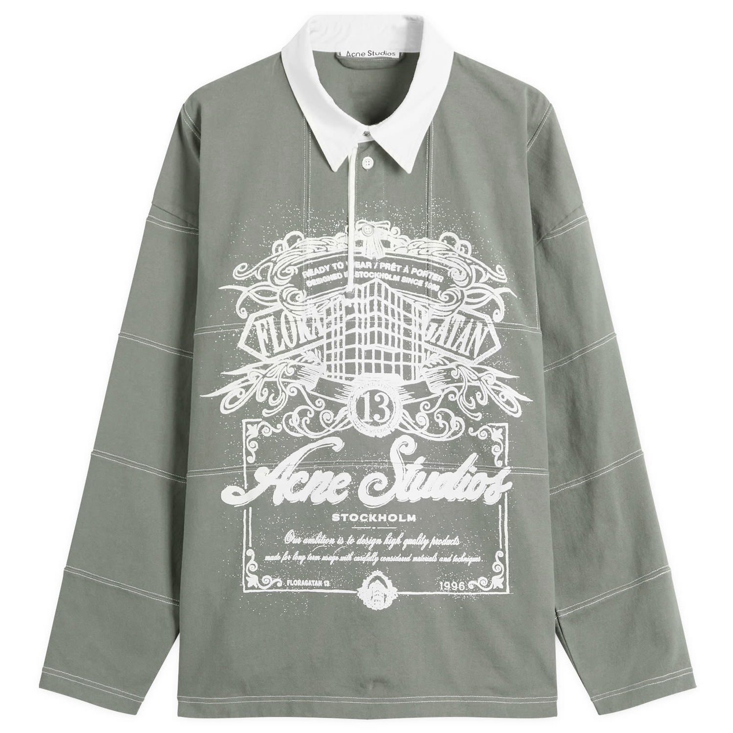 Поло тениска Acne Studios Erber U Venice Logo Rugby Shirt, Size Small Зелено | CL0396-DSQ, 0