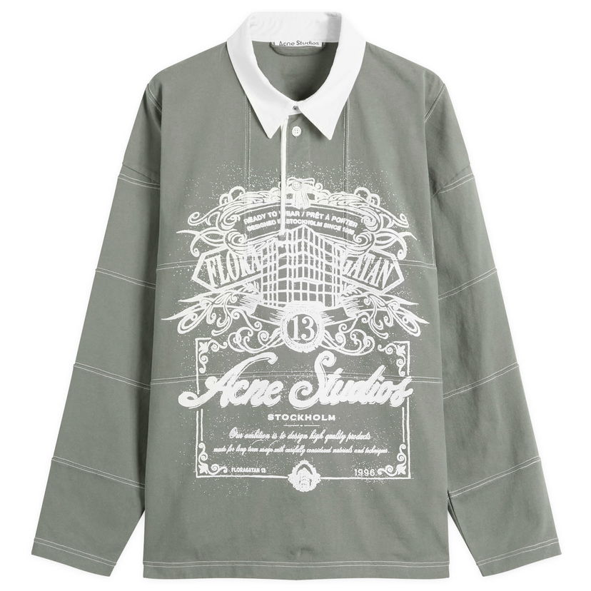 Поло тениска Acne Studios Erber U Venice Logo Rugby Shirt, Size Small Зелено | CL0396-DSQ