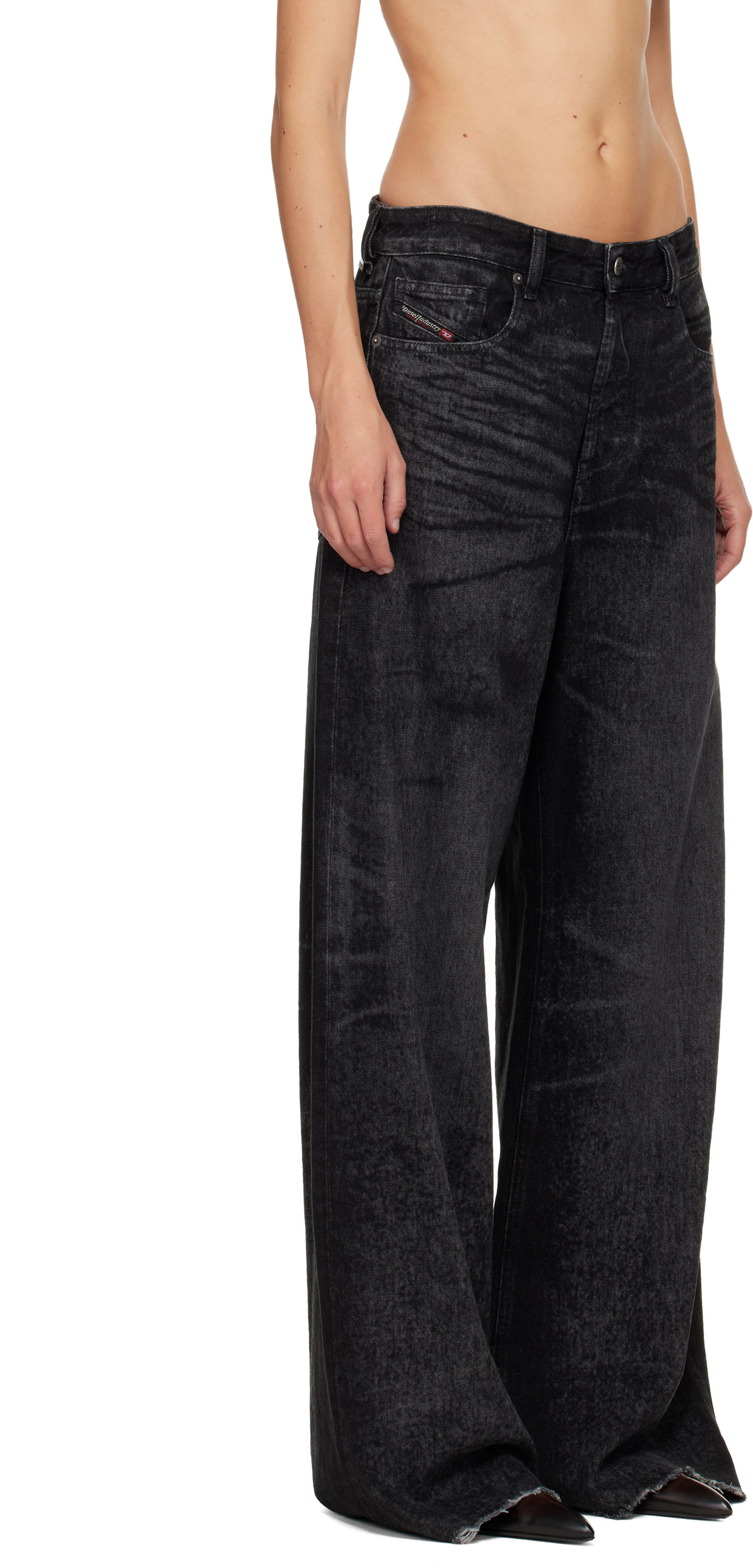 Дънки Diesel 1996 D-Sire Distressed Wide-Leg Jeans Черно | A21497 007DB, 1