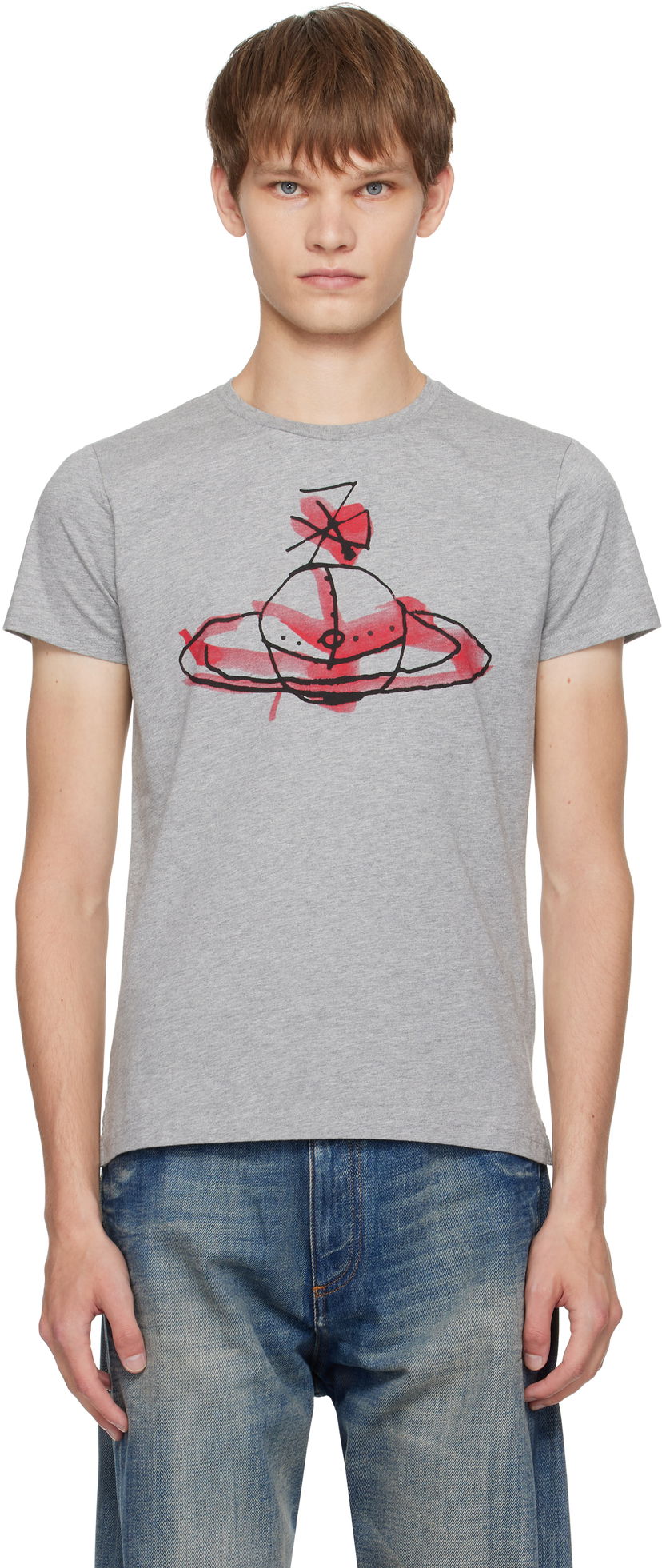 Тениска Vivienne Westwood Vivienne Westwood Drawn Orb T-Shirt Сиво | 3G01003X-J001M-