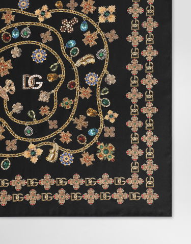Шал Dolce & Gabbana Dolce & Gabbana 50x50 Silk Twill Jewel Print Scarf Черно | FN093RGDDAWHN5SB, 1