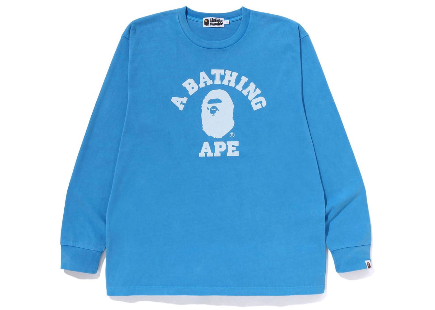 Тениска BAPE Overdye College Relaxed Fit L/S Tee Синьо | 1J30-111-018, 0