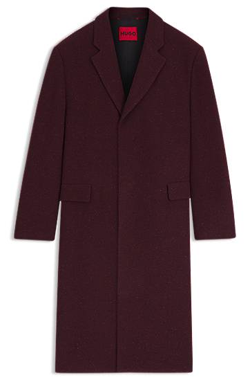 Regular-fit long-length tweed coat