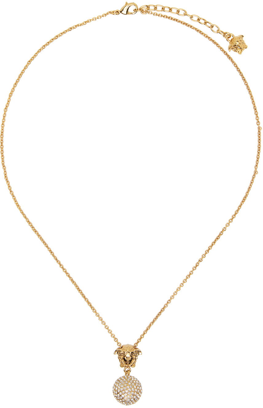 Колие Versace Medusa Crystal Ball Necklace Бежово | 1009253_1A00621, 0