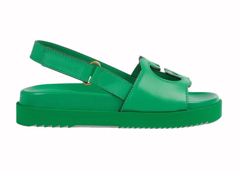 Кецове и обувки Gucci GG Platform Sandal Green Зелено | 738687 US000 3727, 0