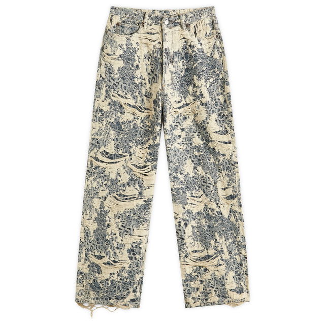 1981 U Distressed Monogram Loose Fit Jeans, Size Large