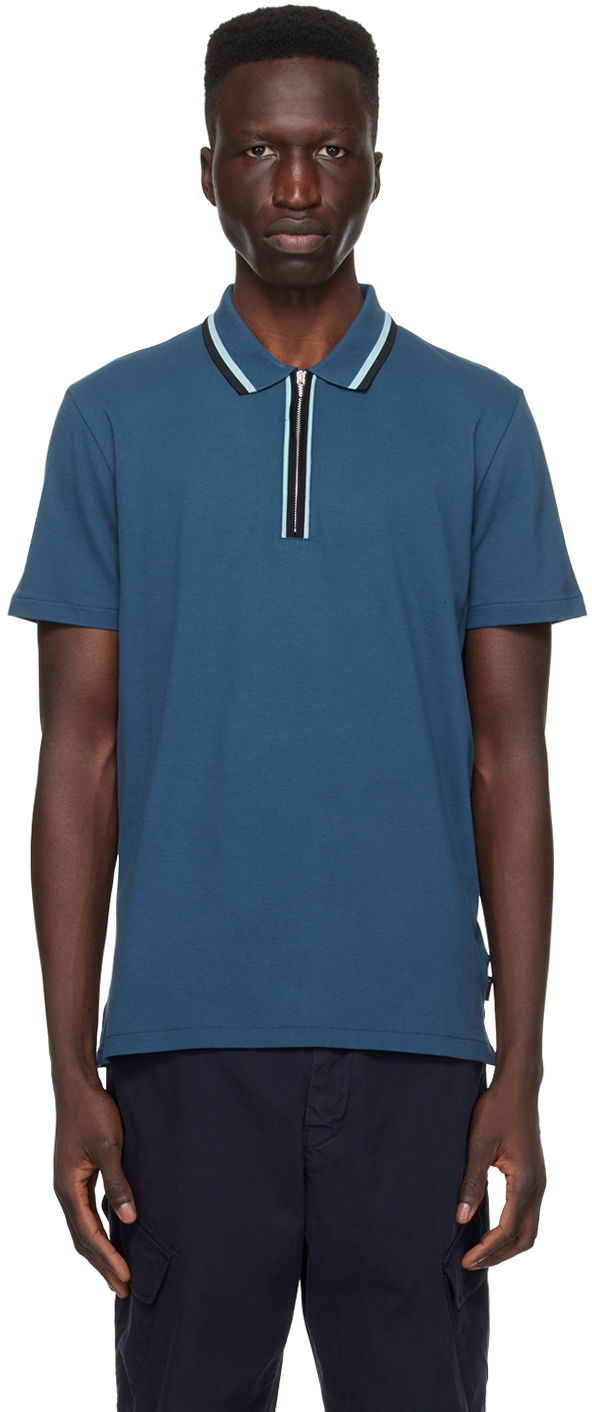 Поло тениска Paul Smith PS Paul Smith Zip Polo Синьо | M2R-322Y-M21511-46, 0