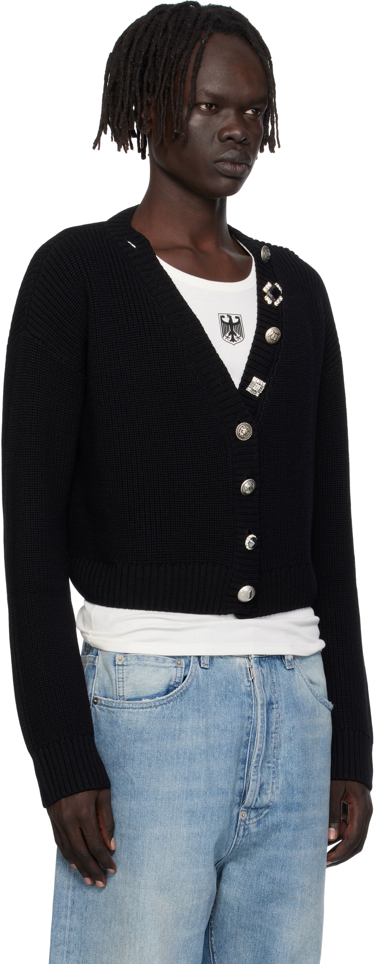 Пуловер VETEMENTS VETEMENTS Fancy Button Cropped Cardigan Черно | WH76KN220B, 1