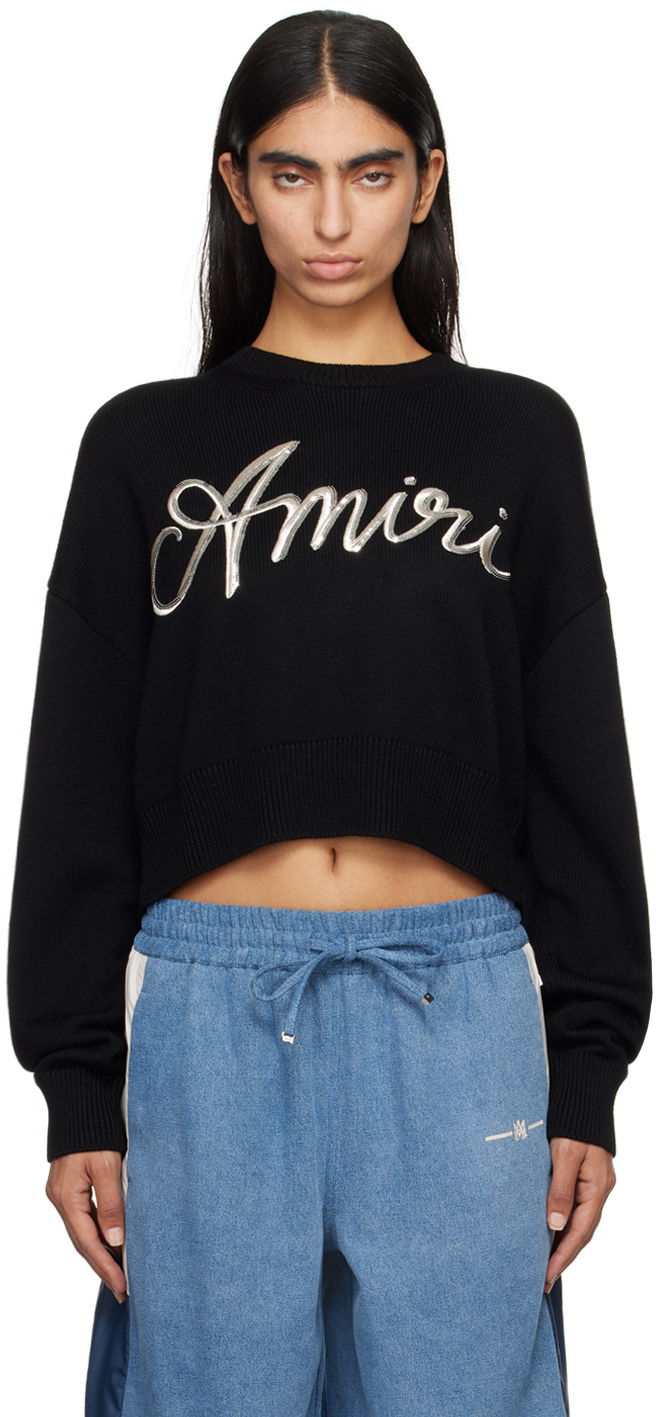 Пуловер AMIRI Amiri Swirl Cropped Sweater Черно | AWKNCW1011, 0