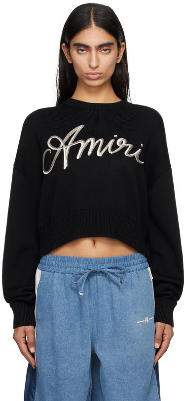 Пуловер AMIRI Amiri Swirl Cropped Sweater Черно | AWKNCW1011, 0