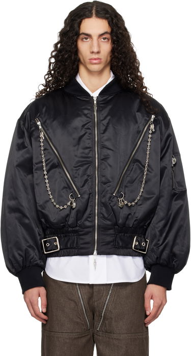 Яке бомбър Chopova Lowena Chopova Lowena SSENSE Exclusive Helter Oversized Asymmetric Zip Chain Detail Bomber Jacket Черно | 5326E, 0