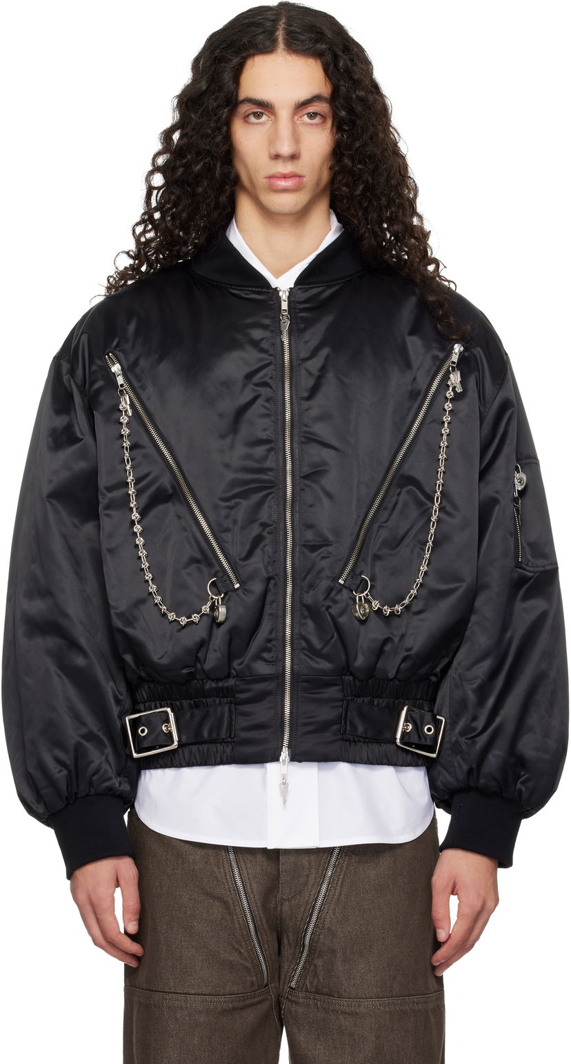 Яке бомбър Chopova Lowena Chopova Lowena SSENSE Exclusive Helter Oversized Asymmetric Zip Chain Detail Bomber Jacket Черно | 5326E