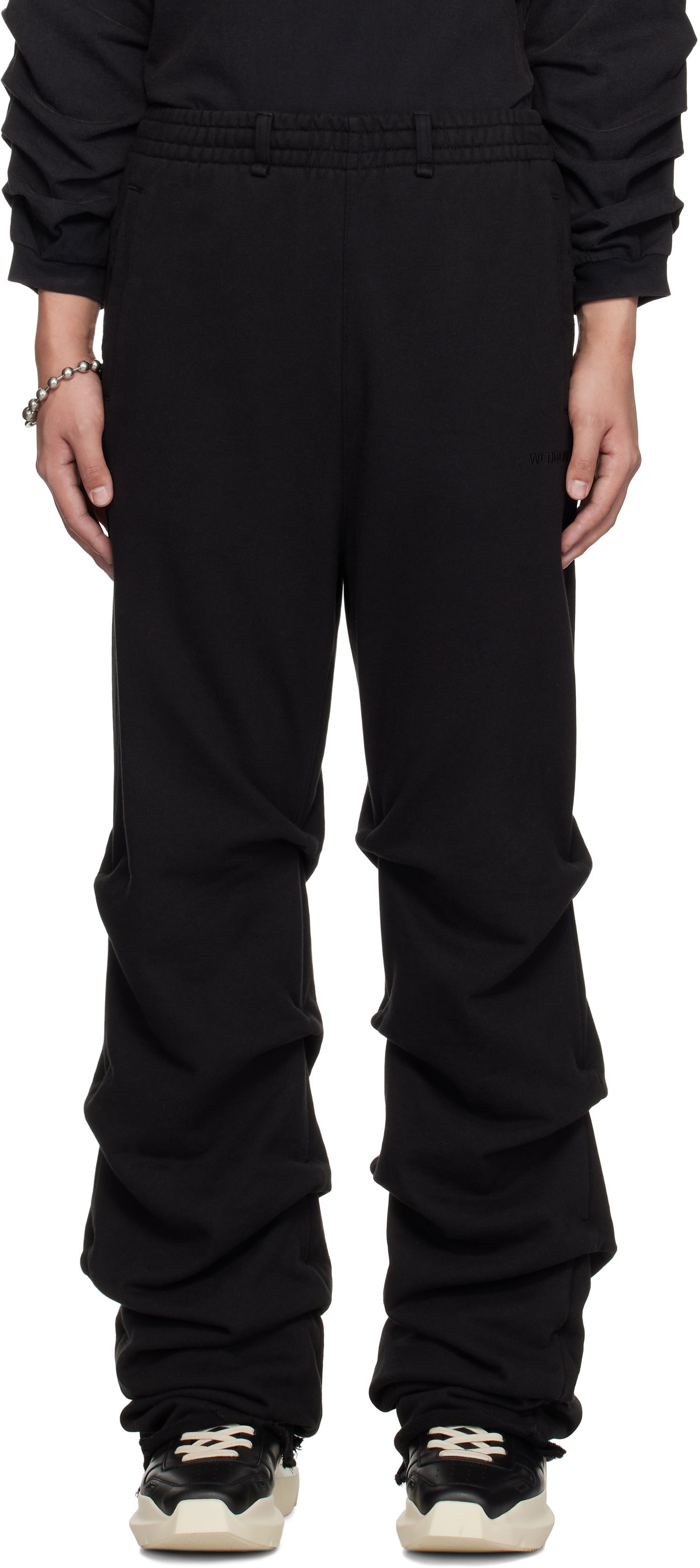 Спортни панталони We11done We11done Wrinkled Straight Jogger Sweatpants Черно | WD-TA0-25-724-U-BK, 0
