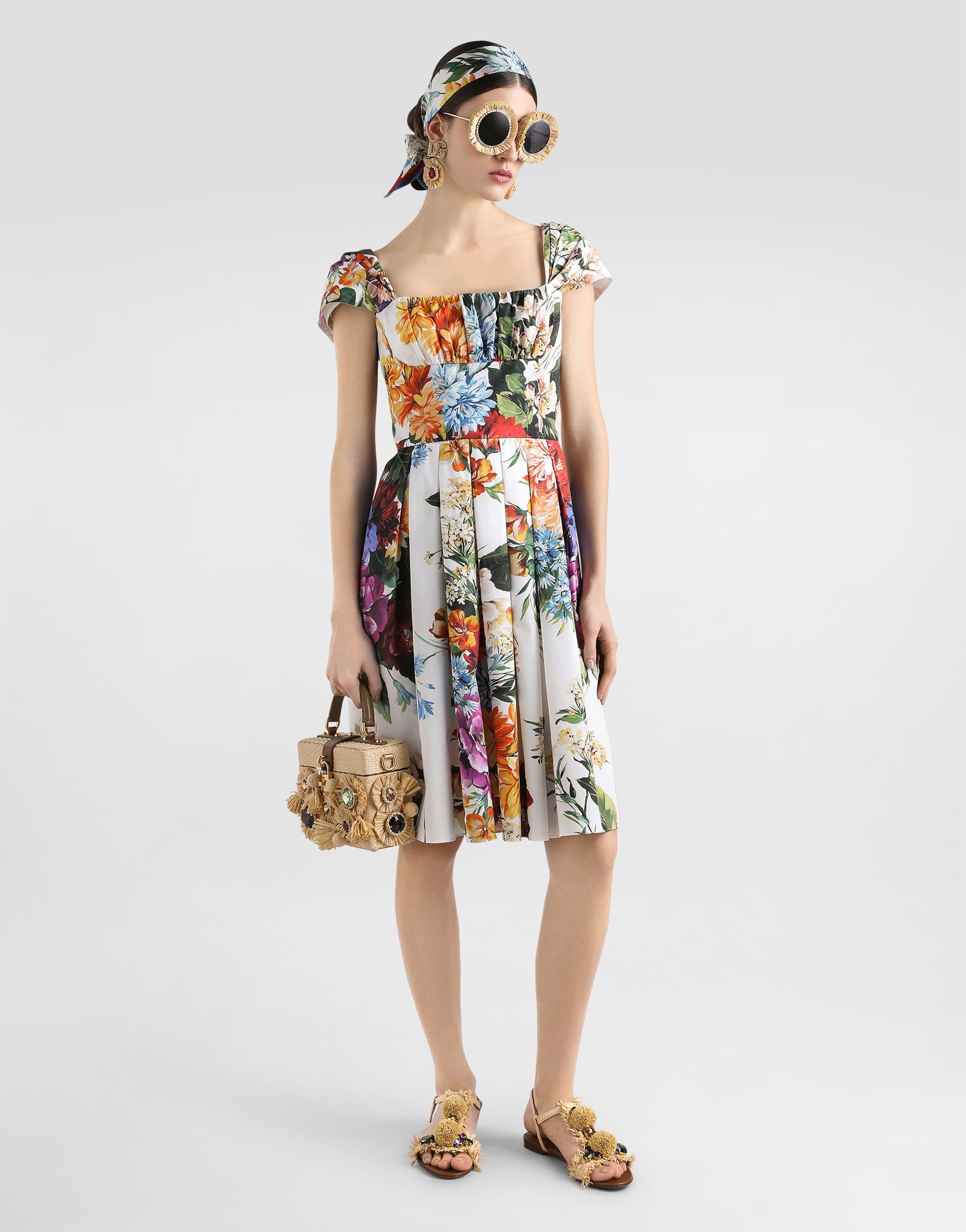 Pокля Dolce & Gabbana Flower Bouquet-print Poplin Dress Многоцветен | F6TVKTHS5TRHA5PC, 1