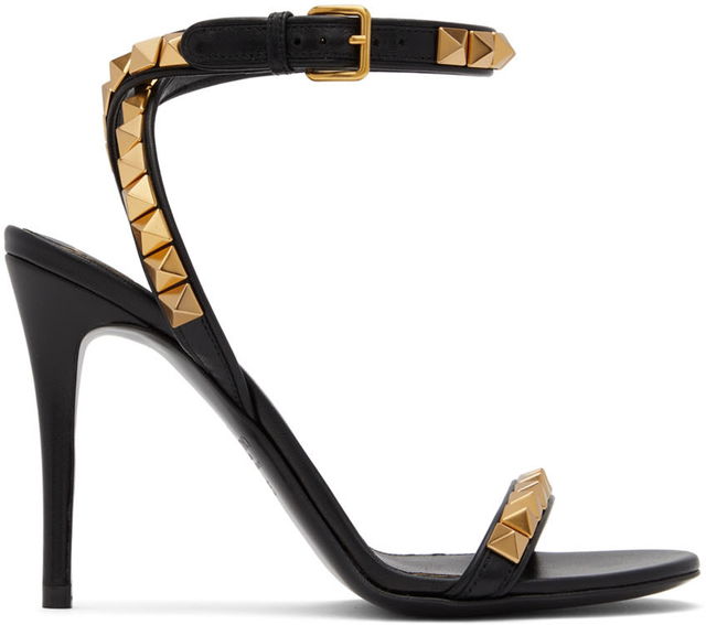 Garavani Rockstud No Limit Pyramid Studded Ankle-Strap Heeled Sandals